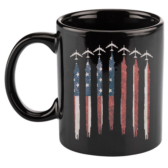 B-52 Stratofortress Bomber Airplane USA Patriotic Flag 11oz C Handle Ceramic Mug