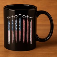 B-52 Stratofortress Bomber Airplane USA Patriotic Flag 11oz C Handle Ceramic Mug