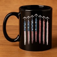 B-52 Stratofortress Bomber Airplane USA Patriotic Flag 11oz C Handle Ceramic Mug