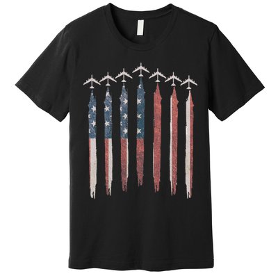 B-52 Stratofortress Bomber Airplane USA Patriotic Flag Premium T-Shirt
