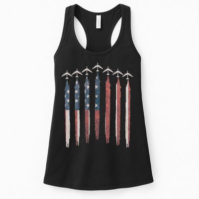 B-52 Stratofortress Bomber Airplane USA Patriotic Flag Womens Tank Top