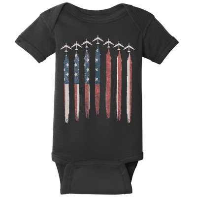 B-52 Stratofortress Bomber Airplane USA Patriotic Flag Baby Bodysuit