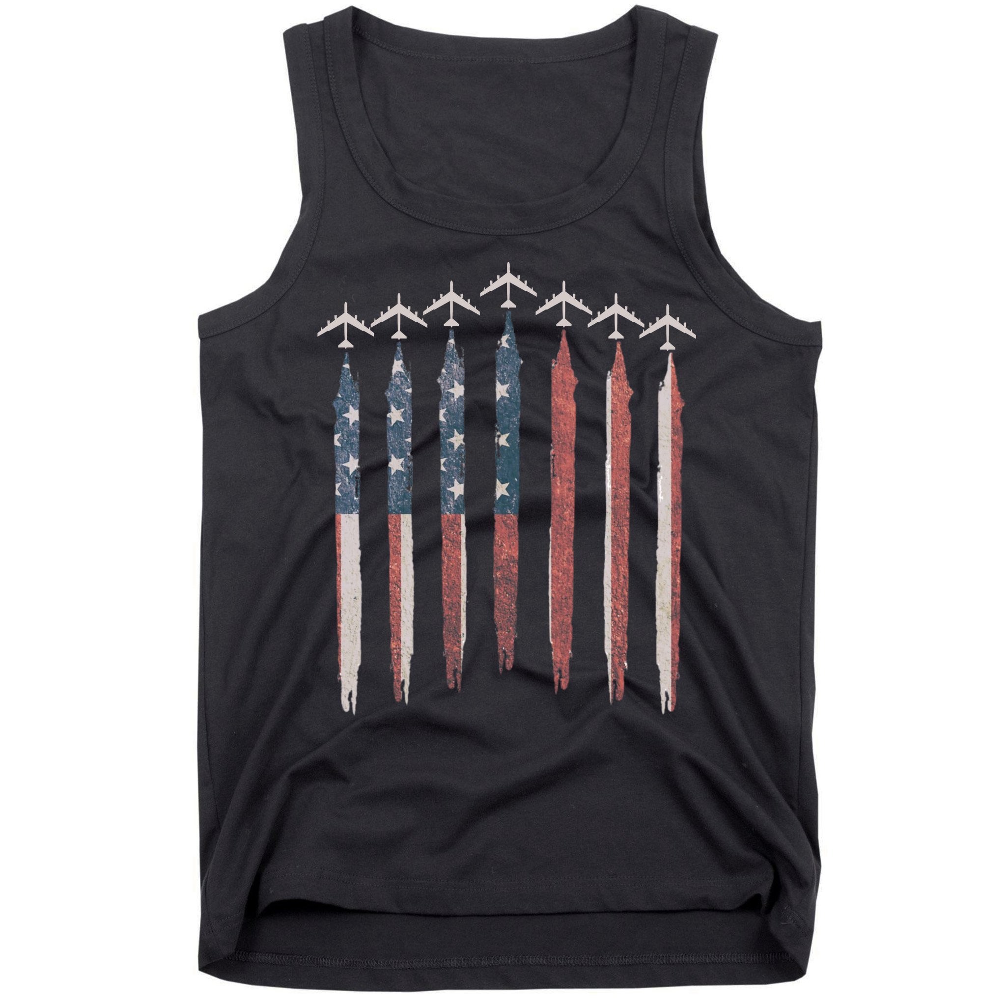 B-52 Stratofortress Bomber Airplane USA Patriotic Flag Tank Top