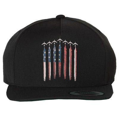 B-52 Stratofortress Bomber Airplane USA Patriotic Flag Wool Snapback Cap