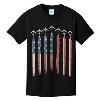 B-52 Stratofortress Bomber Airplane USA Patriotic Flag Kids T-Shirt