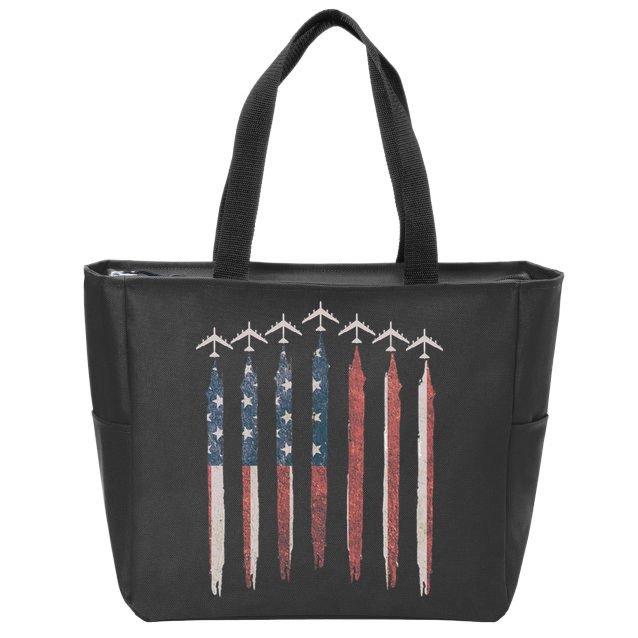 B-52 Stratofortress Bomber Airplane USA Patriotic Flag Zip Tote Bag