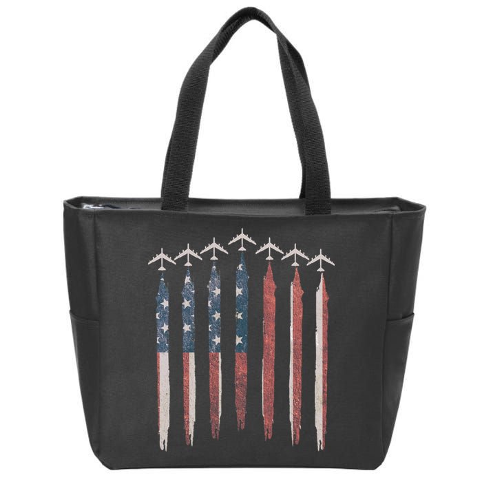 B-52 Stratofortress Bomber Airplane USA Patriotic Flag Zip Tote Bag