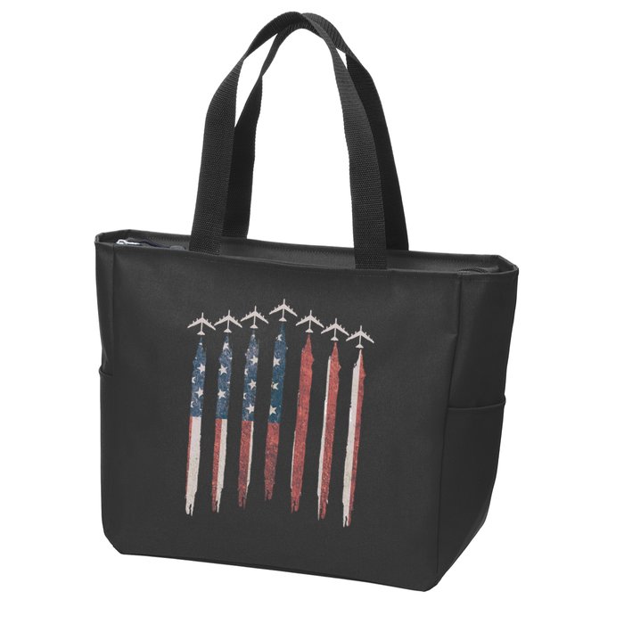B-52 Stratofortress Bomber Airplane USA Patriotic Flag Zip Tote Bag
