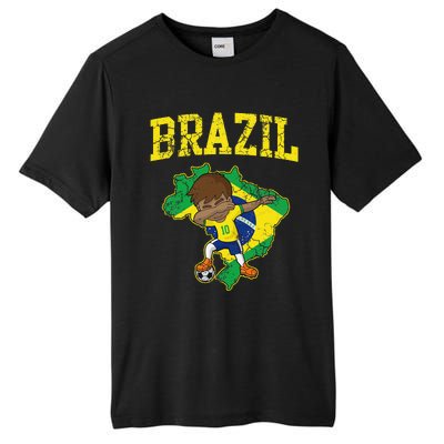 Brazil Soccer Boy Brazilian Football Dabbing Tall Fusion ChromaSoft Performance T-Shirt