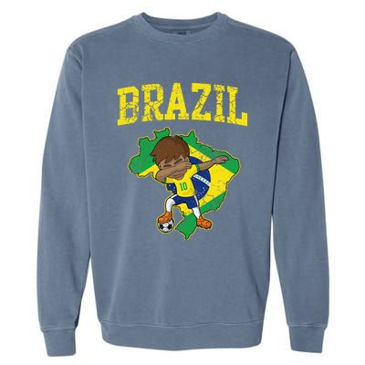 Brazil Soccer Boy Brazilian Football Dabbing Garment-Dyed Sweatshirt