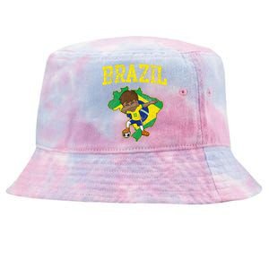 Brazil Soccer Boy Brazilian Football Dabbing Tie-Dyed Bucket Hat