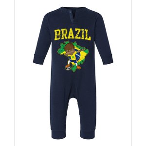 Brazil Soccer Boy Brazilian Football Dabbing Infant Fleece One Piece