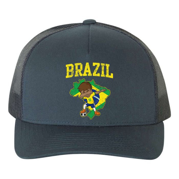 Brazil Soccer Boy Brazilian Football Dabbing Yupoong Adult 5-Panel Trucker Hat