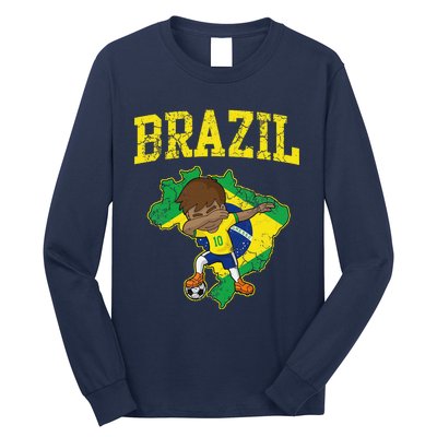 Brazil Soccer Boy Brazilian Football Dabbing Long Sleeve Shirt