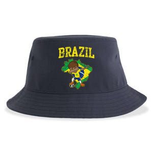 Brazil Soccer Boy Brazilian Football Dabbing Sustainable Bucket Hat