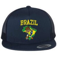 Brazil Soccer Boy Brazilian Football Dabbing Flat Bill Trucker Hat