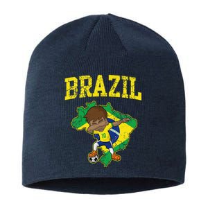 Brazil Soccer Boy Brazilian Football Dabbing Sustainable Beanie