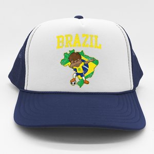 Brazil Soccer Boy Brazilian Football Dabbing Trucker Hat