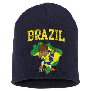 Brazil Soccer Boy Brazilian Football Dabbing Short Acrylic Beanie