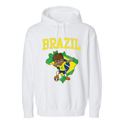 Brazil Soccer Boy Brazilian Football Dabbing Garment-Dyed Fleece Hoodie