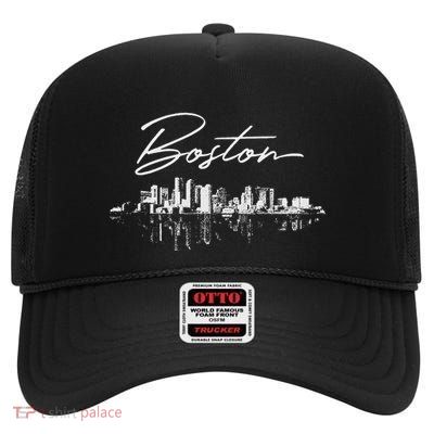 Boston Skyline High Crown Mesh Back Trucker Hat