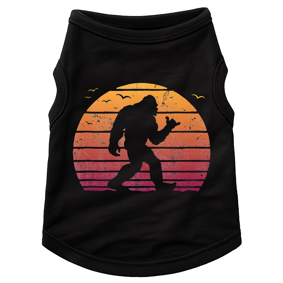 Bigfoot Surfing Beach Vacation Retro Surfboard Surf Shaka Doggie Tank