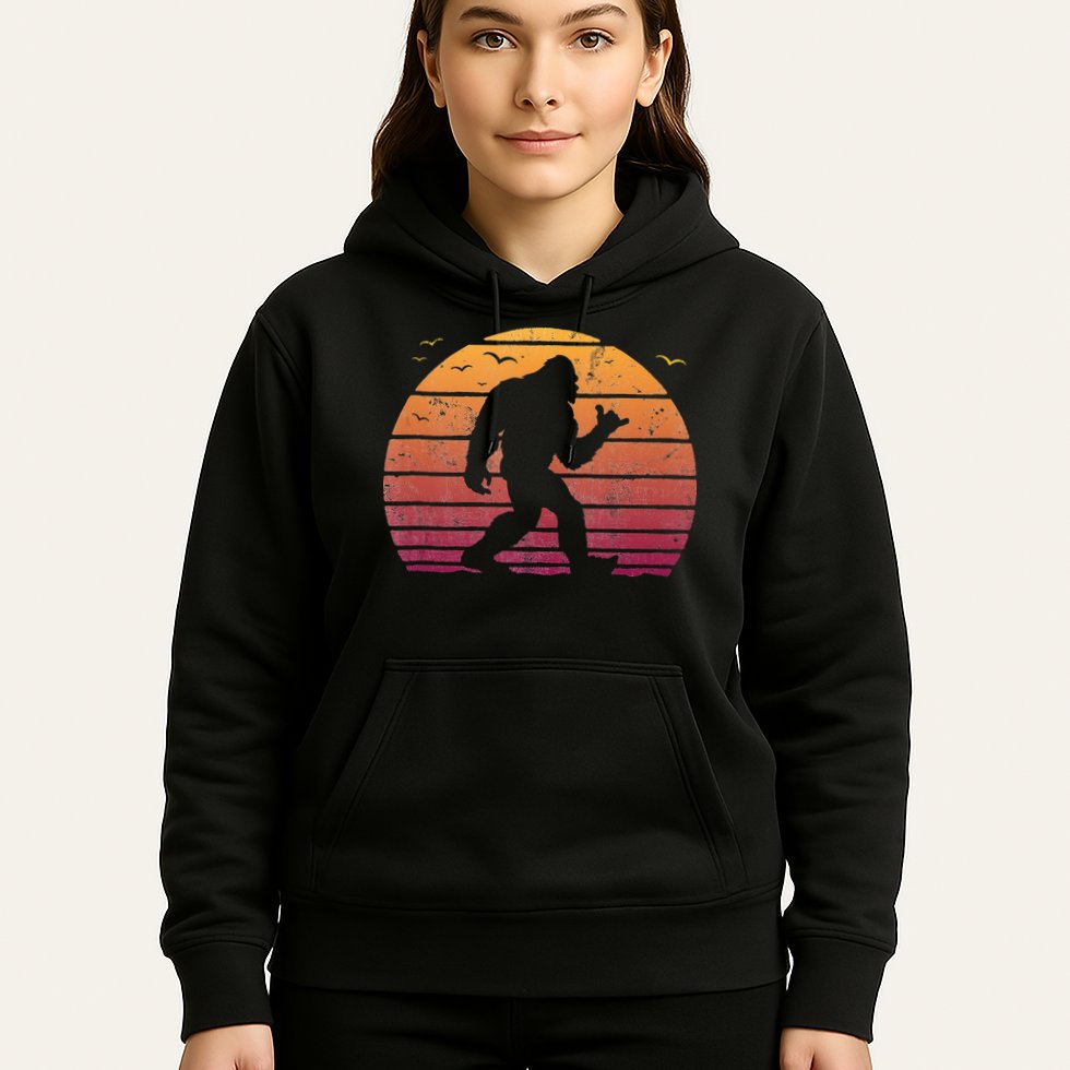Bigfoot Surfing Beach Vacation Retro Surfboard Surf Shaka Hoodie