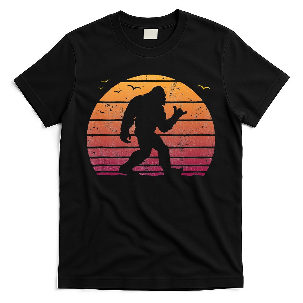Bigfoot Surfing Beach Vacation Retro Surfboard Surf Shaka T-Shirt