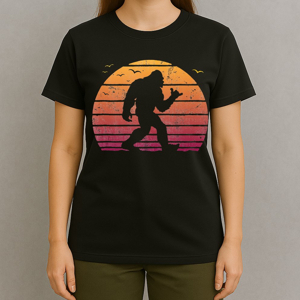 Bigfoot Surfing Beach Vacation Retro Surfboard Surf Shaka T-Shirt