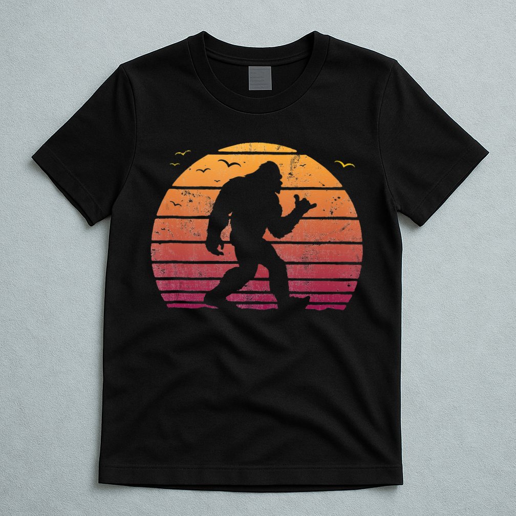 Bigfoot Surfing Beach Vacation Retro Surfboard Surf Shaka T-Shirt