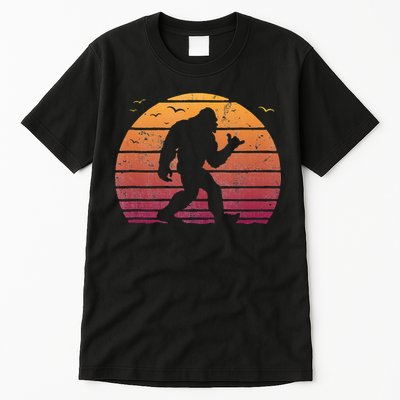 Bigfoot Surfing Beach Vacation Retro Surfboard Surf Shaka Tall T-Shirt