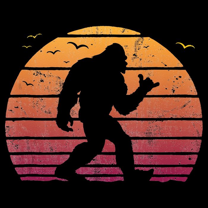 Bigfoot Surfing Beach Vacation Retro Surfboard Surf Shaka Tall T-Shirt