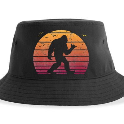Bigfoot Surfing Beach Vacation Retro Surfboard Surf Shaka Sustainable Bucket Hat