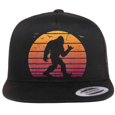 Bigfoot Surfing Beach Vacation Retro Surfboard Surf Shaka Flat Bill Trucker Hat