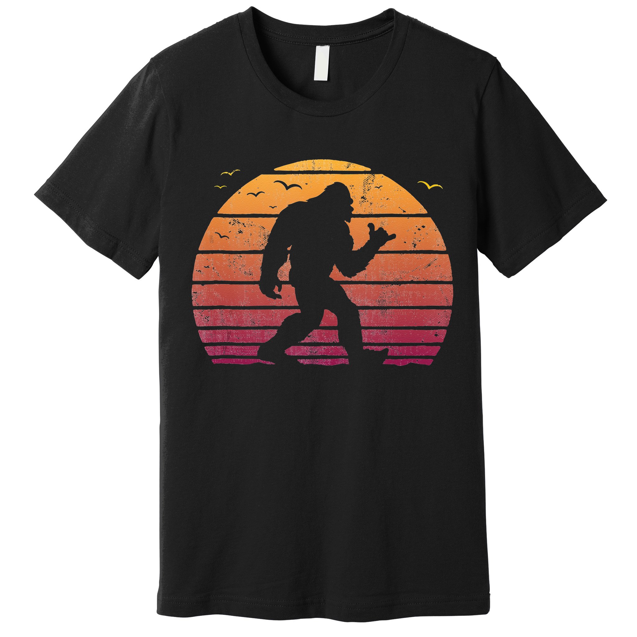 Bigfoot Surfing Beach Vacation Retro Surfboard Surf Shaka Premium T-Shirt