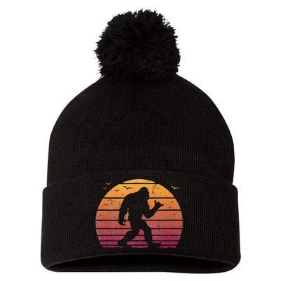 Bigfoot Surfing Beach Vacation Retro Surfboard Surf Shaka Pom Pom 12in Knit Beanie