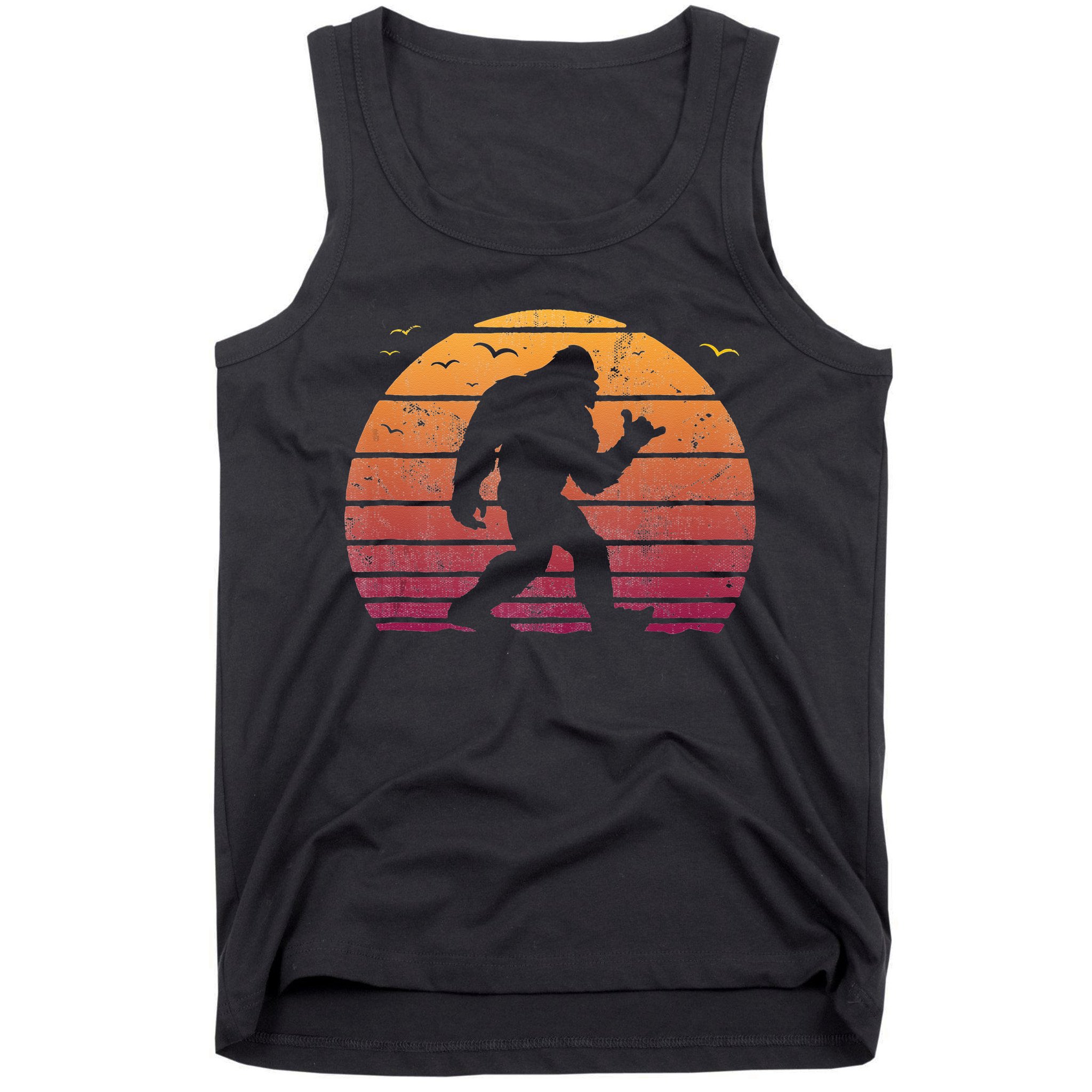 Bigfoot Surfing Beach Vacation Retro Surfboard Surf Shaka Tank Top