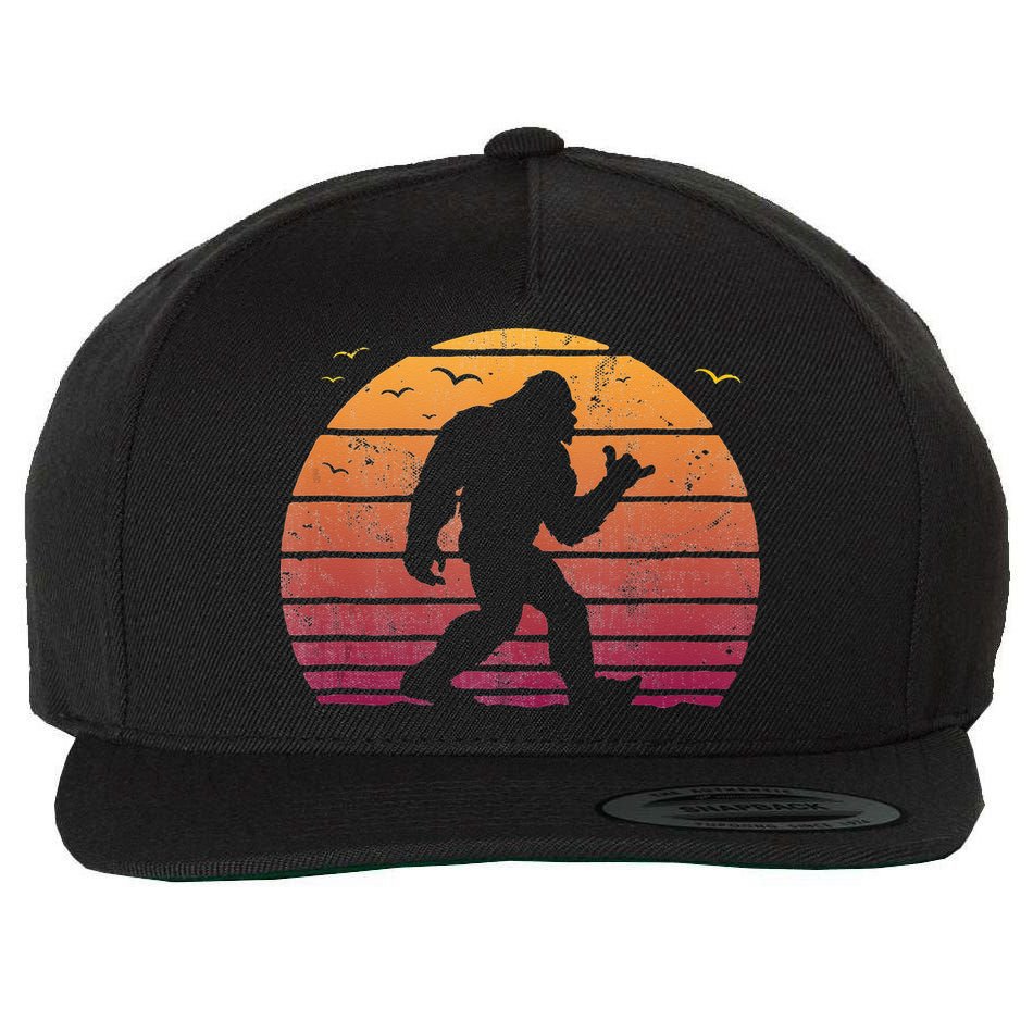 Bigfoot Surfing Beach Vacation Retro Surfboard Surf Shaka Wool Snapback Cap