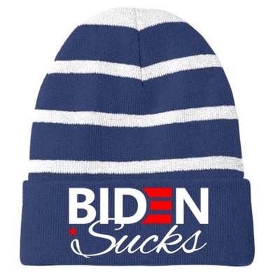 Biden Sucks Striped Beanie with Solid Band