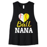 Baseball Softball Ball Heart gift Mother's Day for Grandma Women's Racerback Cropped Tank