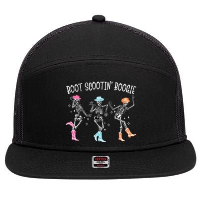 Boot Scootin Boogie Retro Western Skeleton Dancing Cowboys 7 Panel Mesh Trucker Snapback Hat