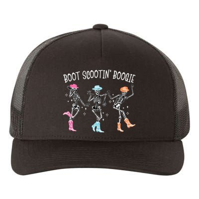 Boot Scootin Boogie Retro Western Skeleton Dancing Cowboys Yupoong Adult 5-Panel Trucker Hat