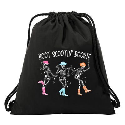 Boot Scootin Boogie Retro Western Skeleton Dancing Cowboys Drawstring Bag