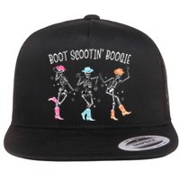 Boot Scootin Boogie Retro Western Skeleton Dancing Cowboys Flat Bill Trucker Hat