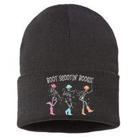 Boot Scootin Boogie Retro Western Skeleton Dancing Cowboys Sustainable Knit Beanie