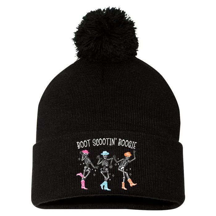 Boot Scootin Boogie Retro Western Skeleton Dancing Cowboys Pom Pom 12in Knit Beanie