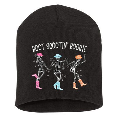 Boot Scootin Boogie Retro Western Skeleton Dancing Cowboys Short Acrylic Beanie