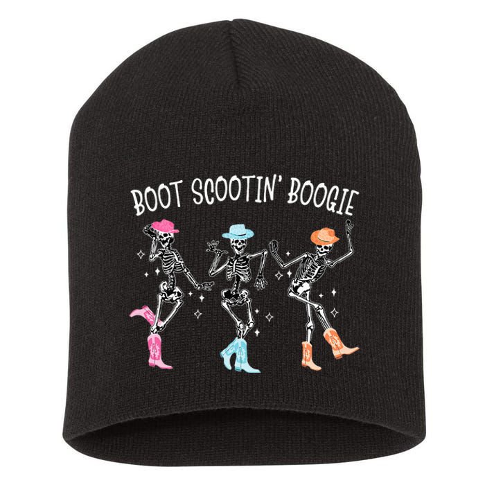 Boot Scootin Boogie Retro Western Skeleton Dancing Cowboys Short Acrylic Beanie