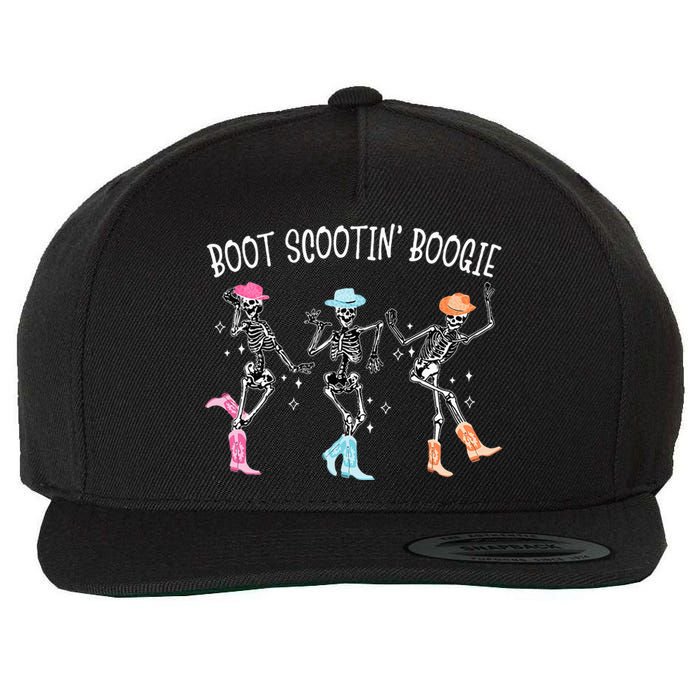 Boot Scootin Boogie Retro Western Skeleton Dancing Cowboys Wool Snapback Cap