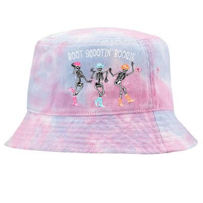 Boot Scootin Boogie Retro Western Skeleton Dancing Cowboys Tie-Dyed Bucket Hat